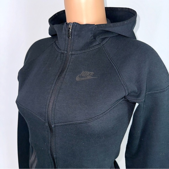 Nike Womens XS Black Full Zip Fitted Style Hoodie Activewear Jacket Cotton Blend - Picture 3 of 13